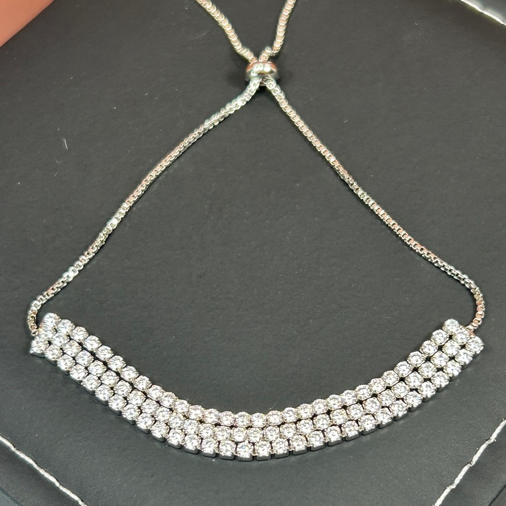 Pretty Bird - Sparkling Silver Slider Bracelet with Pave Set Stones